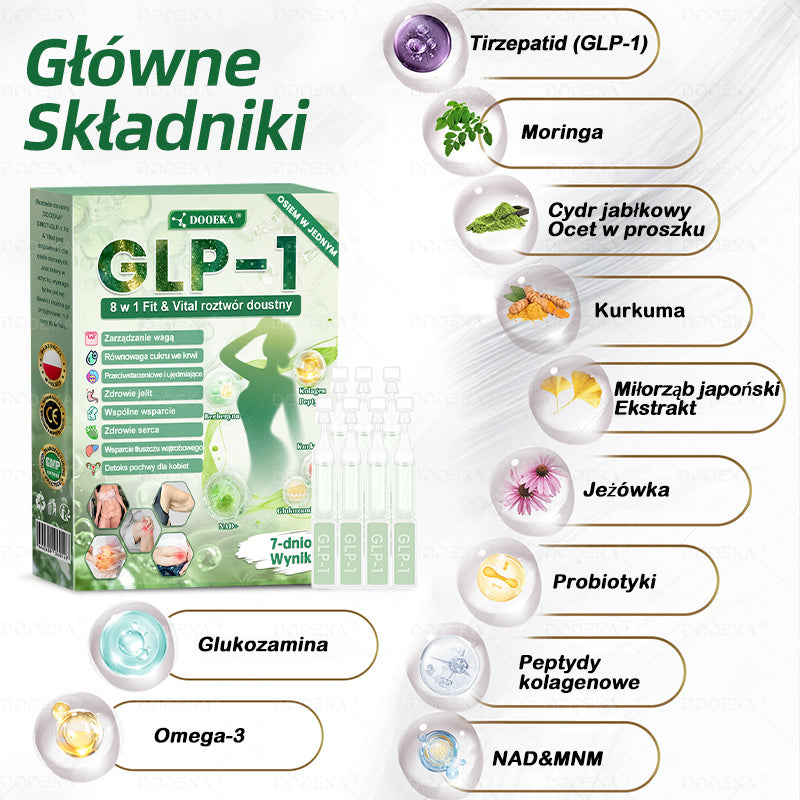 👨⚕DOOEKA® GLP-1 8 w 1 Fit & Vital roztwór doustny🌿 – Raz dziennie, widoczne zmiany w ciągu 7 dni / W przypadku otyłości, zdrowia serca i układu krążenia, cukrzycy, bezdechu sennego, zdrowia jelit, problemów ze stawami i wielu innych