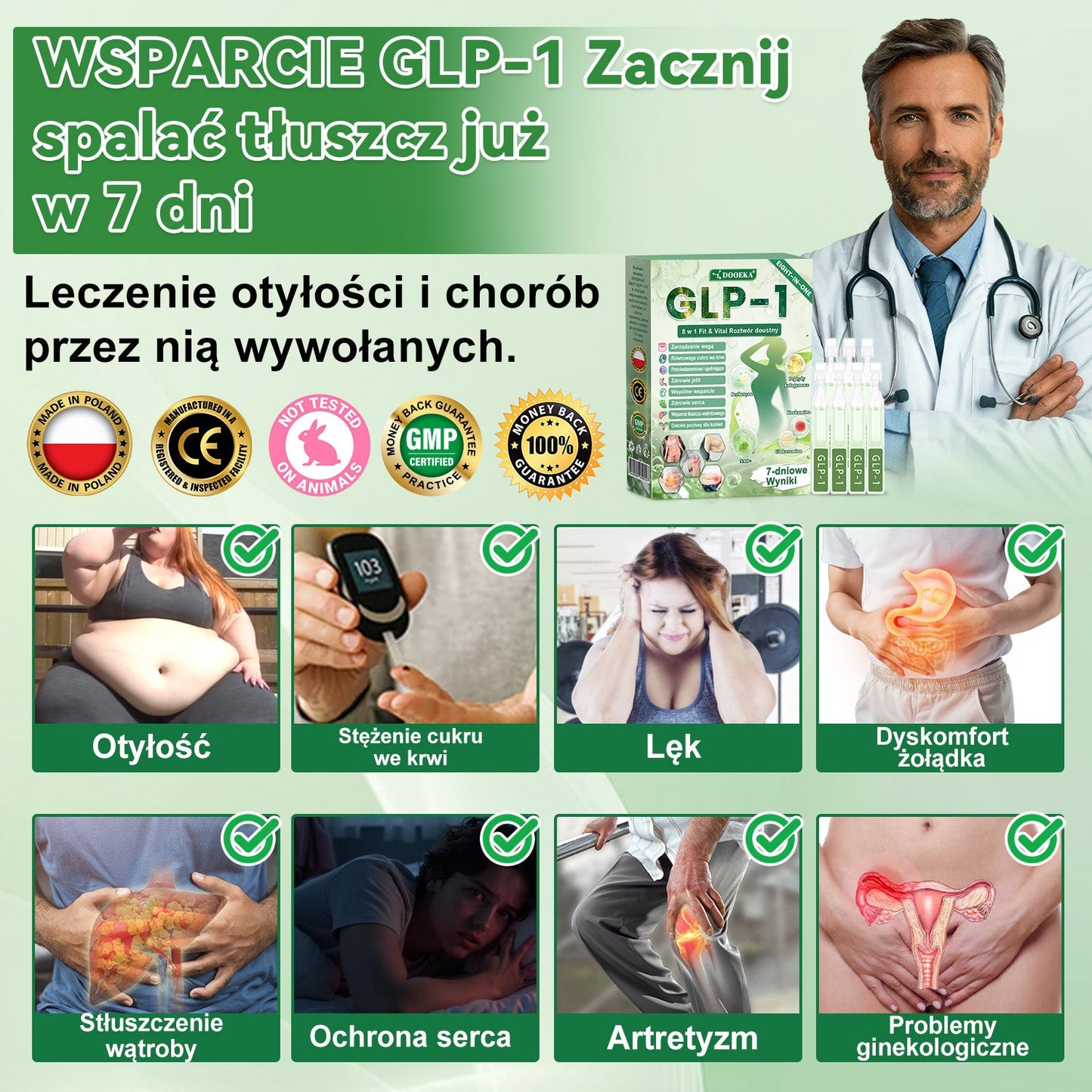 👨⚕DOOEKA® GLP-1 8 w 1 Fit & Vital roztwór doustny🌿 – Raz dziennie, widoczne zmiany w ciągu 7 dni / W przypadku otyłości, zdrowia serca i układu krążenia, cukrzycy, bezdechu sennego, zdrowia jelit, problemów ze stawami i wielu innych