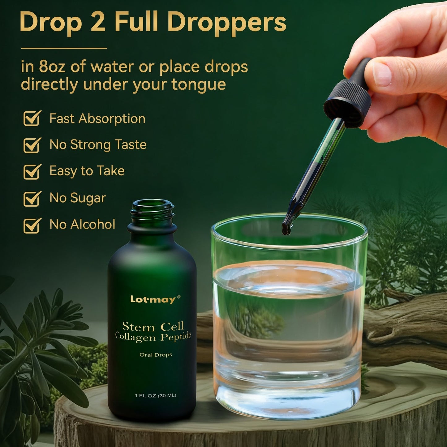 Lotmay® Krople Doustne z Komórkami Macierzystymi i Peptydami Kolagenu 👩⚕️ (Ujędrnianie i lifting wiotkiej skóry oraz redukcja powstawania zmarszczek) 🌿