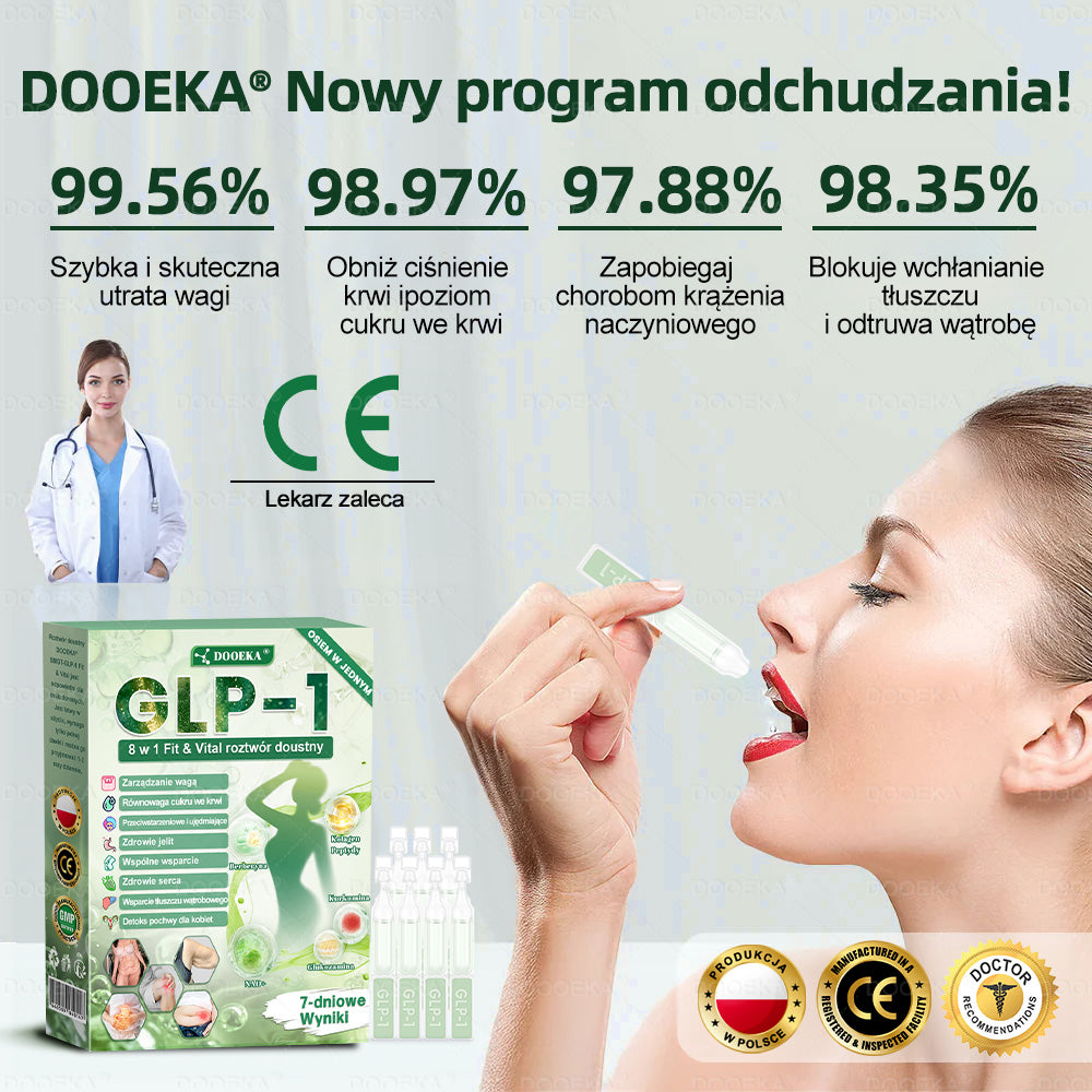👨⚕DOOEKA® GLP-1 8 w 1 Fit & Vital roztwór doustny🌿 – Raz dziennie, widoczne zmiany w ciągu 7 dni / W przypadku otyłości, zdrowia serca i układu krążenia, cukrzycy, bezdechu sennego, zdrowia jelit, problemów ze stawami i wielu innych