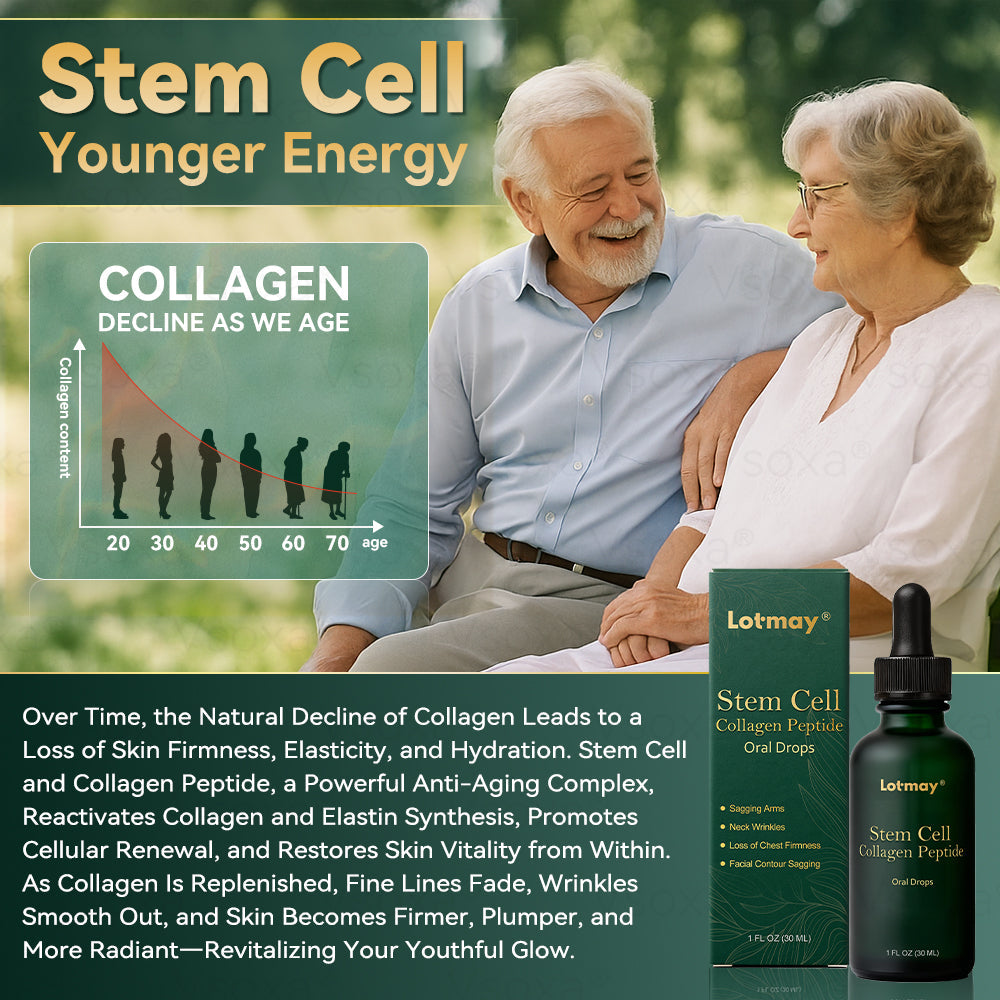 Lotmay® Krople Doustne z Komórkami Macierzystymi i Peptydami Kolagenu 👩‍⚕️ (Ujędrnianie i lifting wiotkiej skóry oraz redukcja powstawania zmarszczek) 🌿